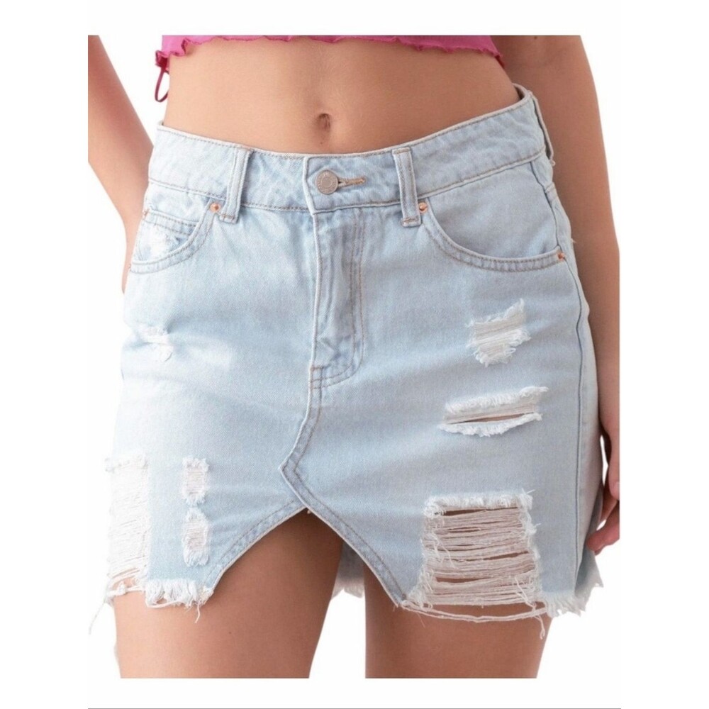 NEW Litz Uniq Light Blue Denim Mini Skirt - Size Medium Womens
